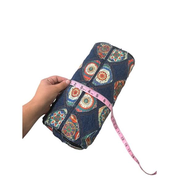 Desigual SAC BOWLING CIRCULAIRE FRISES Denim Patchwork Sachel Bag - Picture 11 of 13